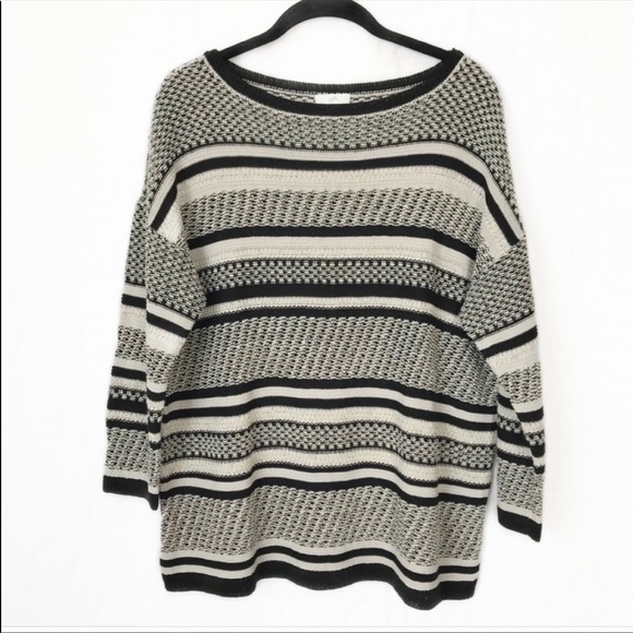 J. JILL Cotton Linen Striped Colorblock Pullover Sweater Top Casual Boho - Picture 1 of 8
